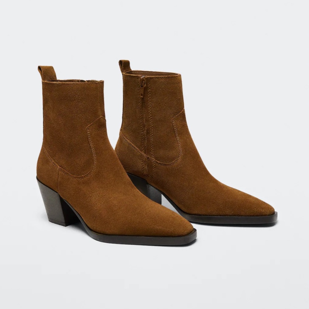 MANGO heel leather ankle boot